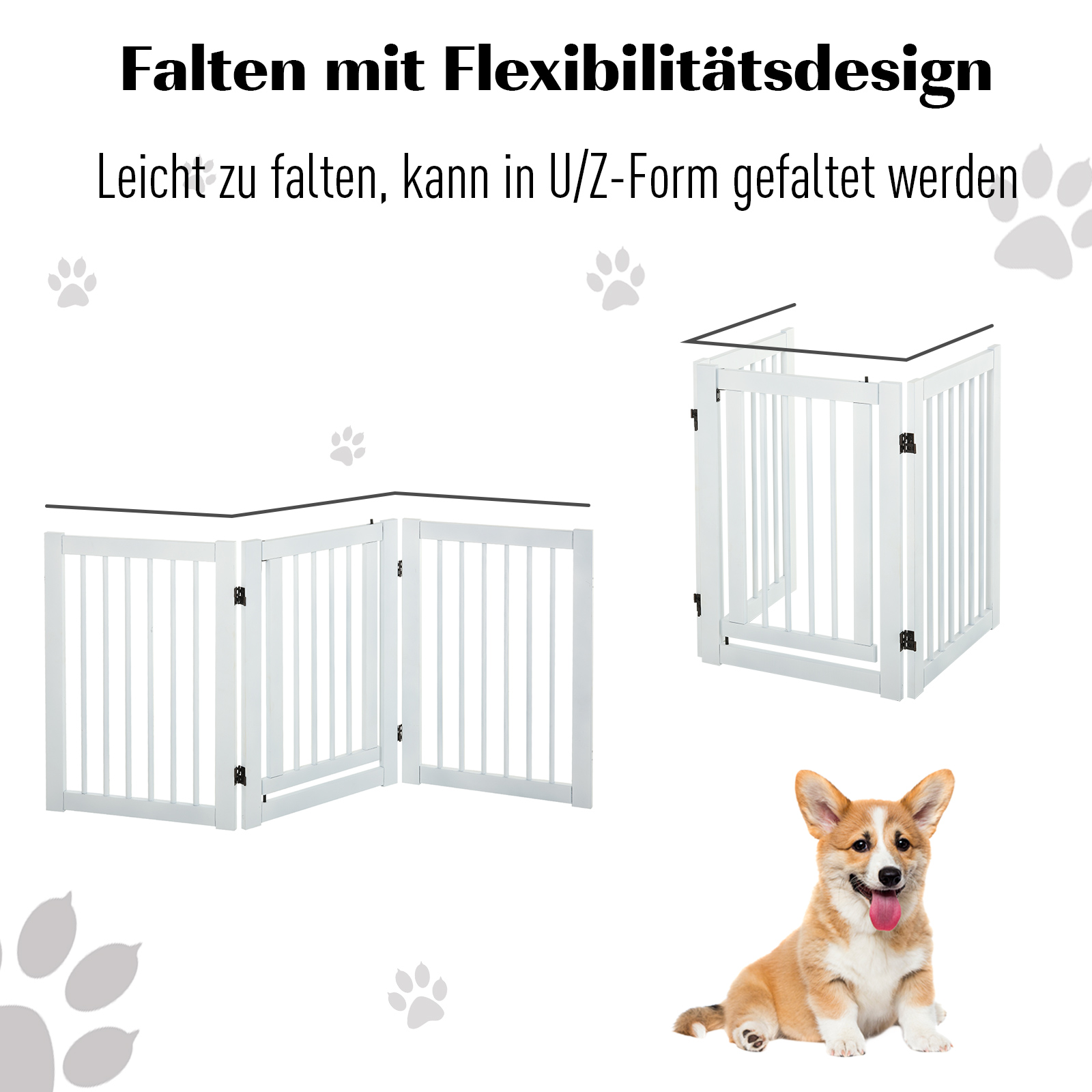 Swisslike24 Absperrgitter für Hunde Schutzgitter Hundegitter  Türschutzgitter Weiß 155 x 1,5 x 76 cm