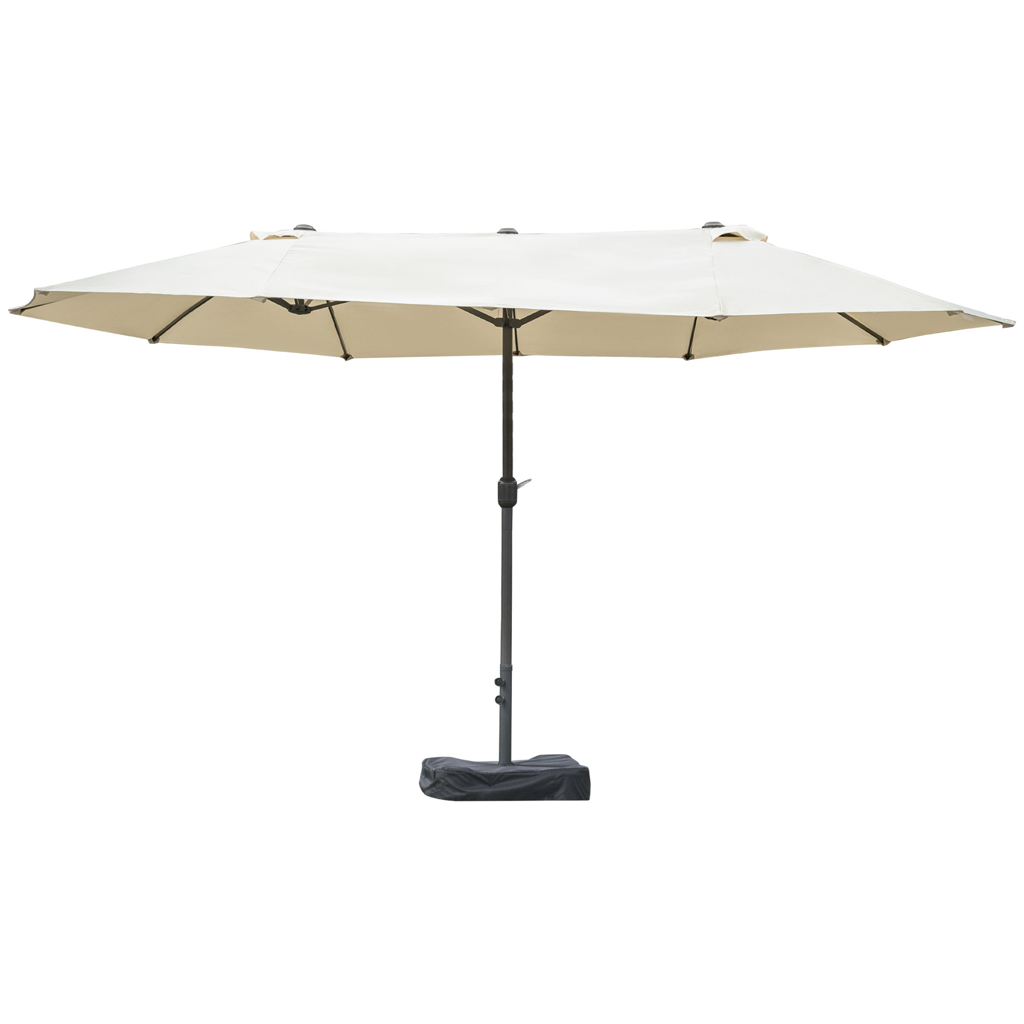 Swisslike24 Doppel-Sonnenschirm mit Schirmständer, Cremeweiß, 4,6